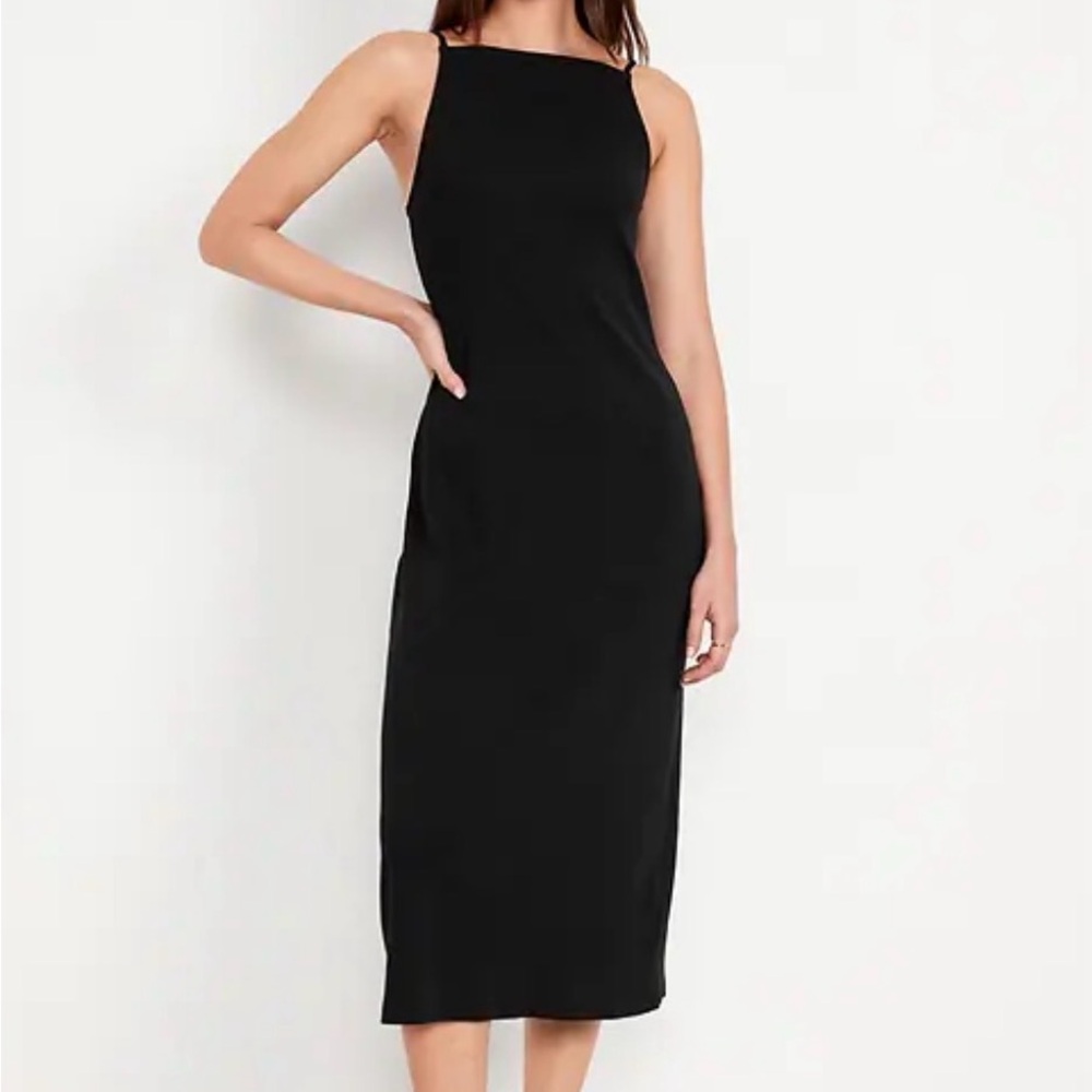 Old Navy Sleeveless Rib Knit Midi Dress Women’s Size Medium Black Casual